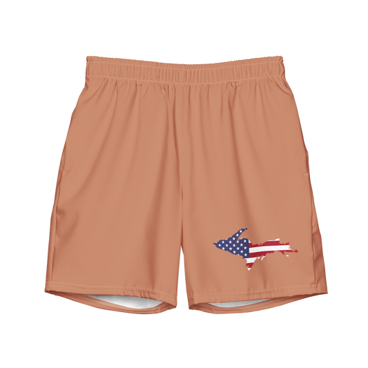 Michigan Upper Peninsula Men's Swim Trunks (w/ UP USA Flag ) | Copper Color
