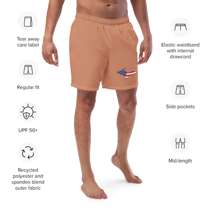 Michigan Upper Peninsula Men's Swim Trunks (w/ UP USA Flag ) | Copper Color