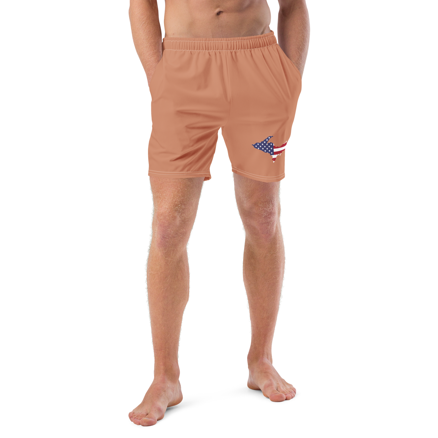 Michigan Upper Peninsula Men's Swim Trunks (w/ UP USA Flag ) | Copper Color