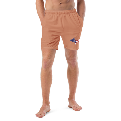 Michigan Upper Peninsula Men's Swim Trunks (w/ UP USA Flag ) | Copper Color