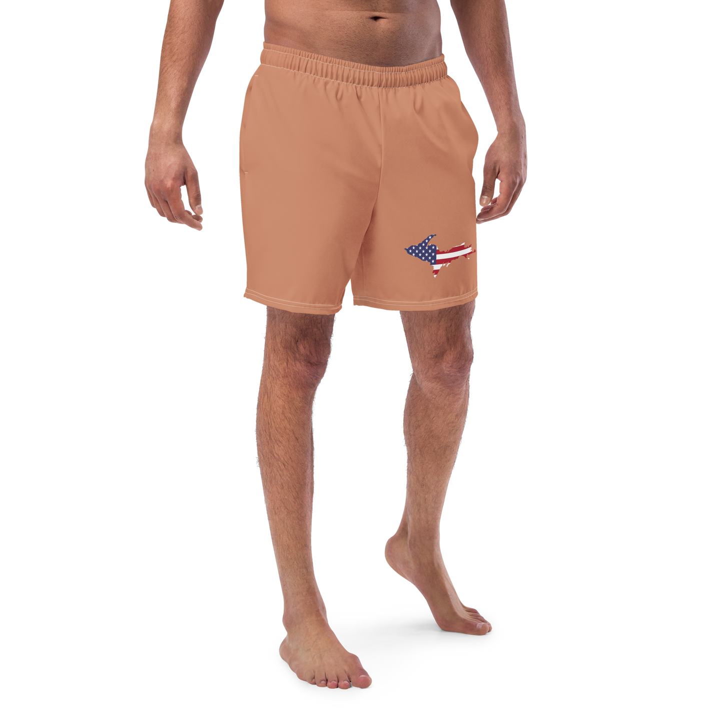 Michigan Upper Peninsula Men's Swim Trunks (w/ UP USA Flag ) | Copper Color