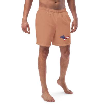 Michigan Upper Peninsula Men's Swim Trunks (w/ UP USA Flag ) | Copper Color