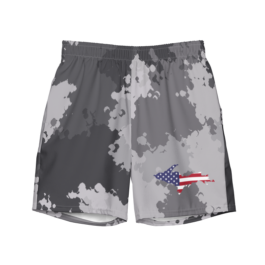 Michigan Upper Peninsula Men's Swim Trunks (w/ UP USA Flag ) | Iron Ore Camo