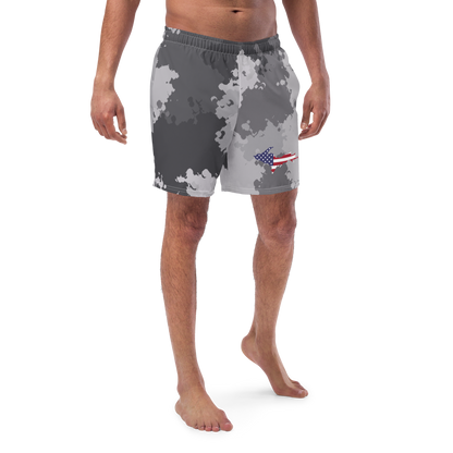 Michigan Upper Peninsula Men's Swim Trunks (w/ UP USA Flag ) | Iron Ore Camo