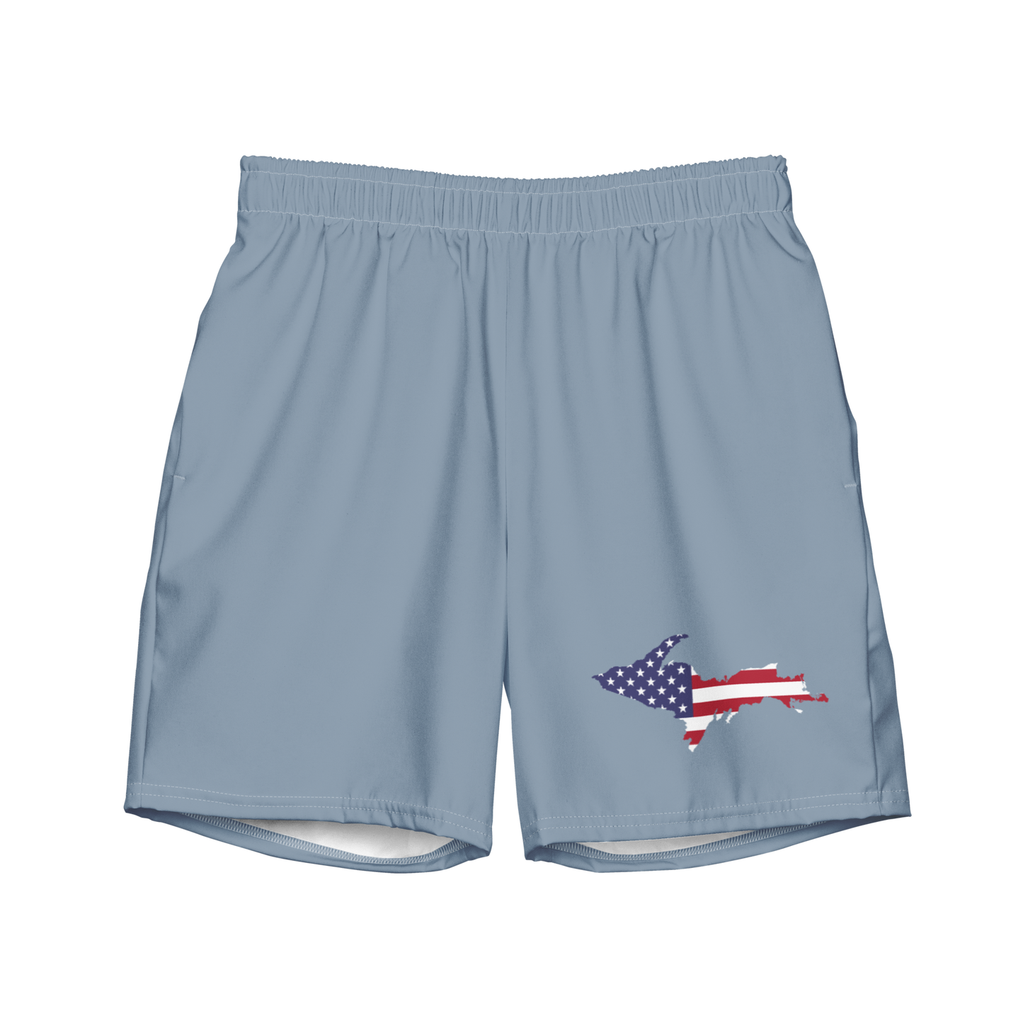 Michigan Upper Peninsula Men's Swim Trunks (w/ UP USA Flag ) | B-24 Grey