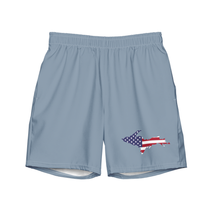 Michigan Upper Peninsula Men's Swim Trunks (w/ UP USA Flag ) | B-24 Grey