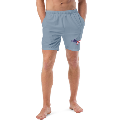 Michigan Upper Peninsula Men's Swim Trunks (w/ UP USA Flag ) | B-24 Grey