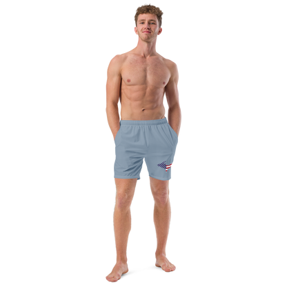 Michigan Upper Peninsula Men's Swim Trunks (w/ UP USA Flag ) | B-24 Grey