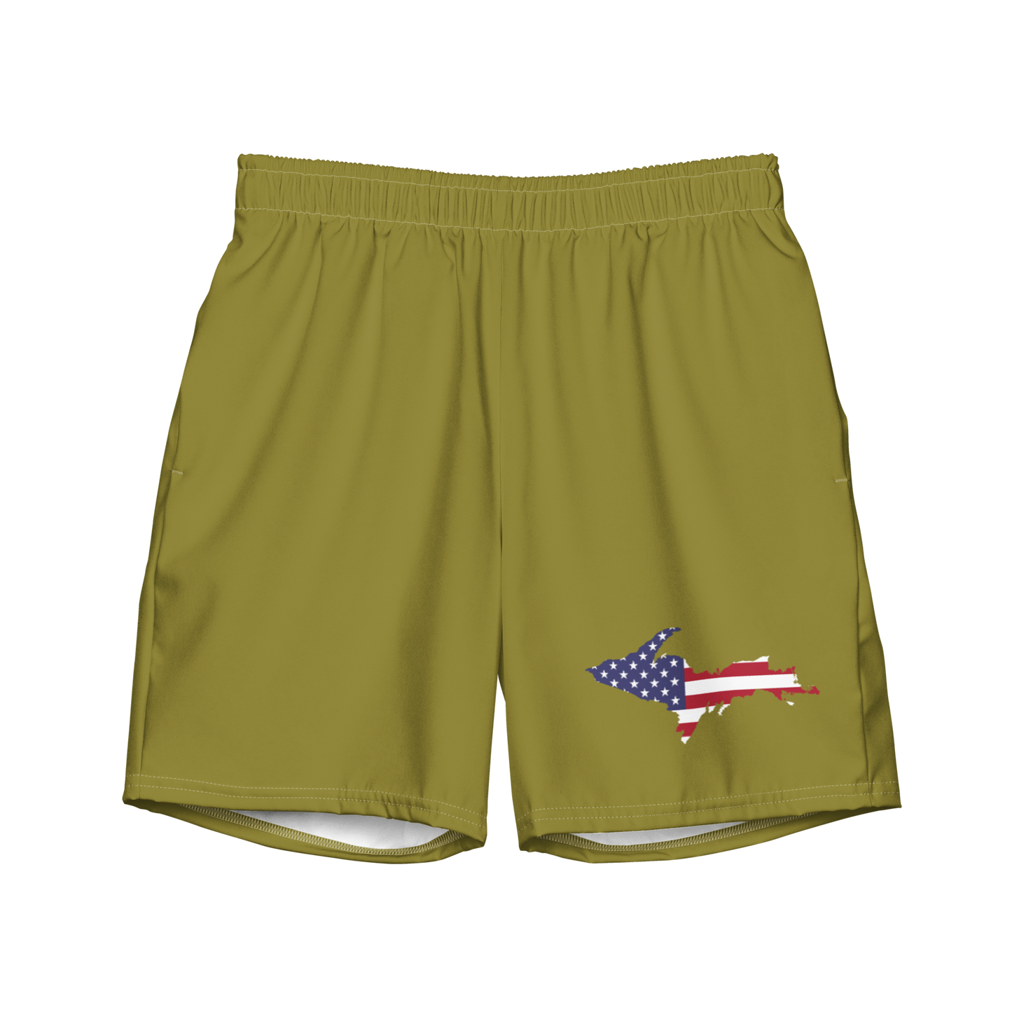 Michigan Upper Peninsula Men's Swim Trunks (w/ UP USA Flag ) | Beachgrass Gold