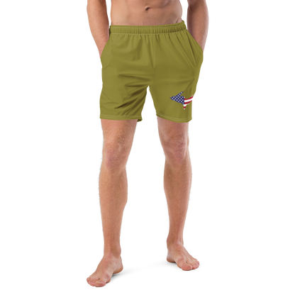 Michigan Upper Peninsula Men's Swim Trunks (w/ UP USA Flag ) | Beachgrass Gold