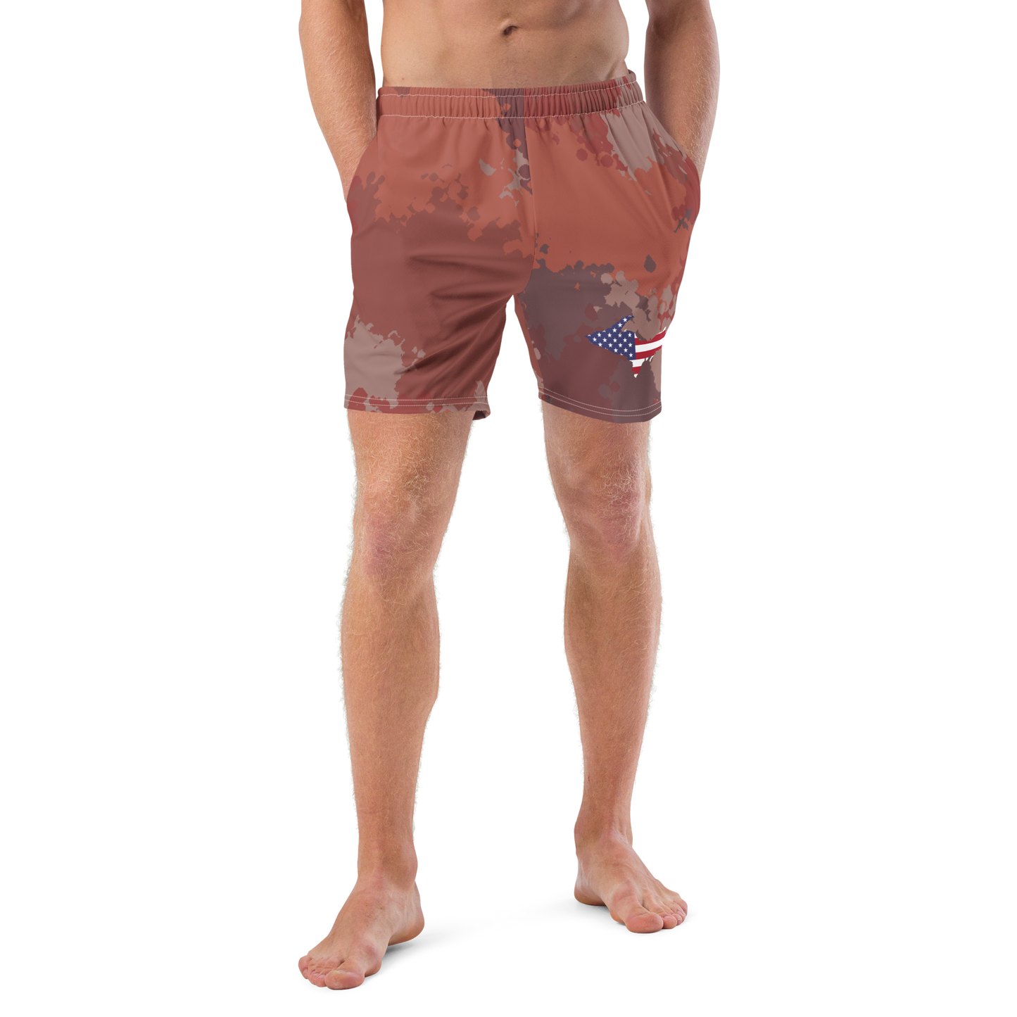 Michigan Upper Peninsula Men's Swim Trunks (w/ UP USA Flag ) | Ore Dock Camo