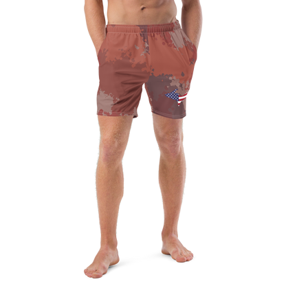 Michigan Upper Peninsula Men's Swim Trunks (w/ UP USA Flag ) | Ore Dock Camo