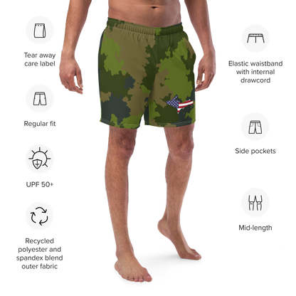 Michigan Upper Peninsula Men's Swim Trunks (w/ UP USA Flag ) | Woodland Camo