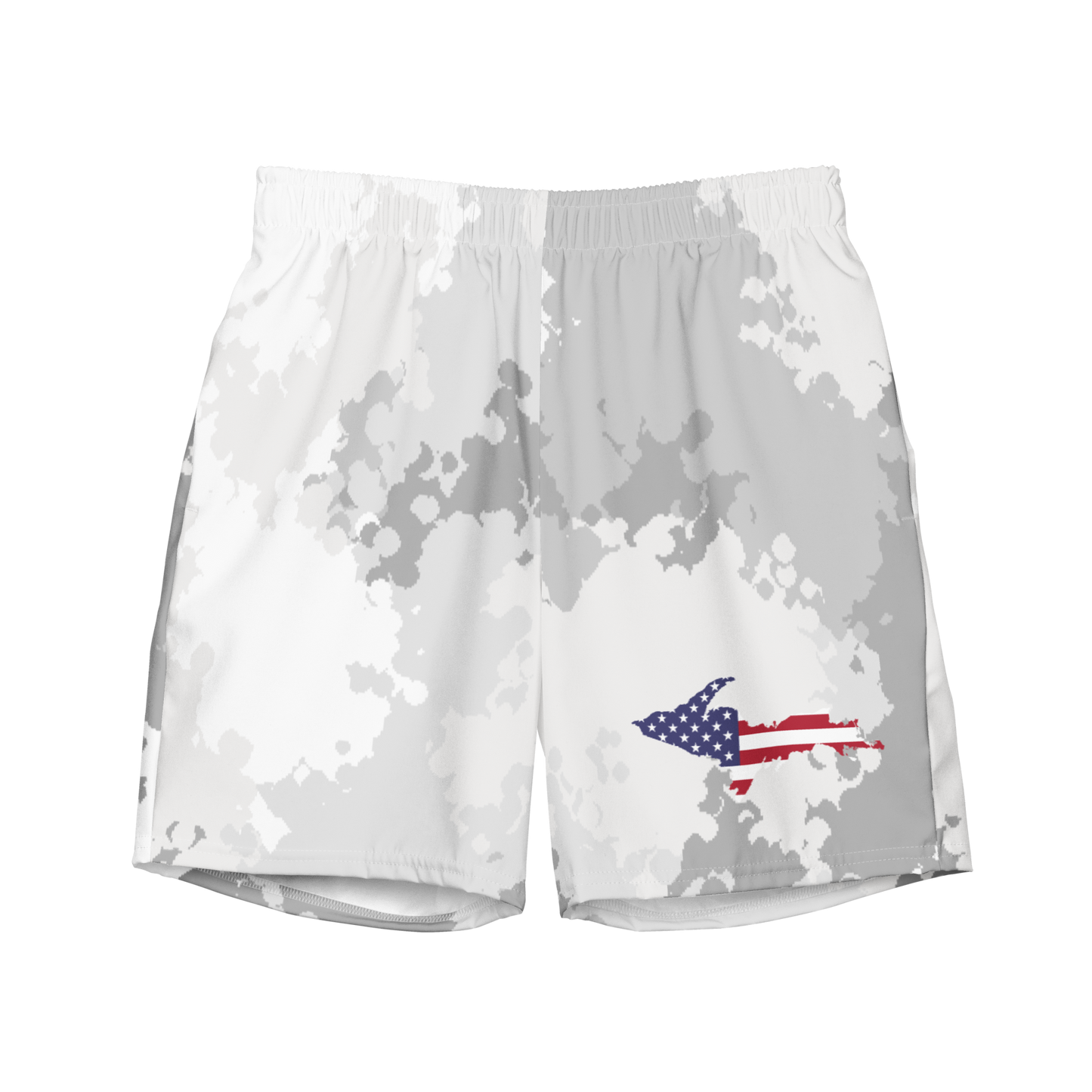 Michigan Upper Peninsula Men's Swim Trunks (w/ UP USA Flag ) | Snow Camo