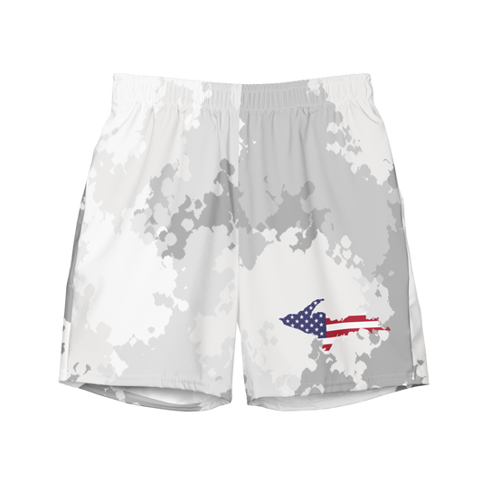 Michigan Upper Peninsula Men's Swim Trunks (w/ UP USA Flag ) | Snow Camo