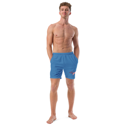 Michigan Upper Peninsula Men's Swim Trunks (w/ UP USA Flag ) | Lake Superior Blue