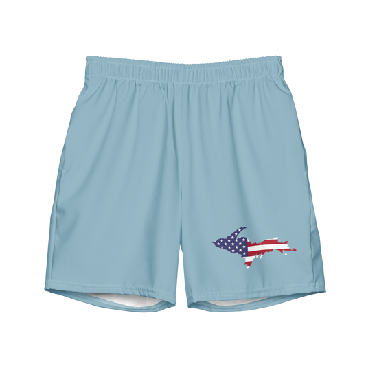Michigan Upper Peninsula Men's Swim Trunks (w/ UP USA Flag ) | Opal Blue
