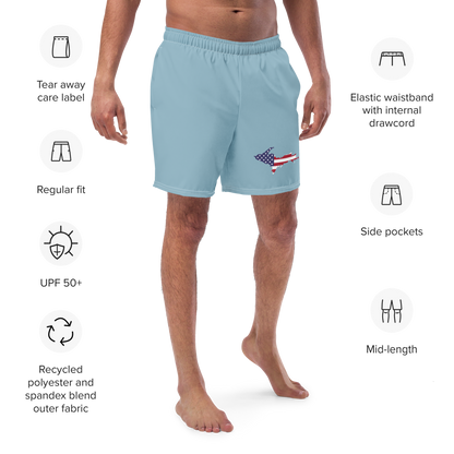 Michigan Upper Peninsula Men's Swim Trunks (w/ UP USA Flag ) | Opal Blue