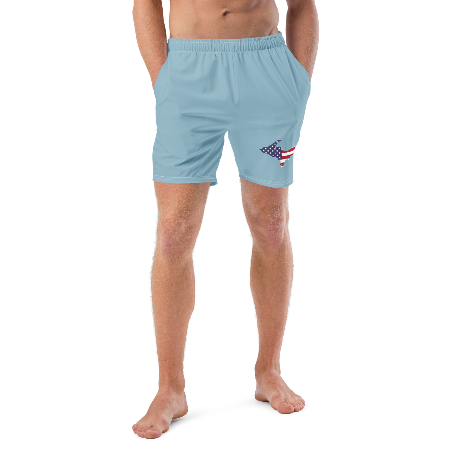 Michigan Upper Peninsula Men's Swim Trunks (w/ UP USA Flag ) | Opal Blue