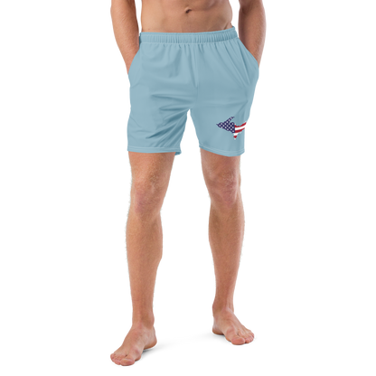 Michigan Upper Peninsula Men's Swim Trunks (w/ UP USA Flag ) | Opal Blue