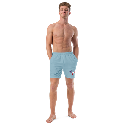 Michigan Upper Peninsula Men's Swim Trunks (w/ UP USA Flag ) | Opal Blue