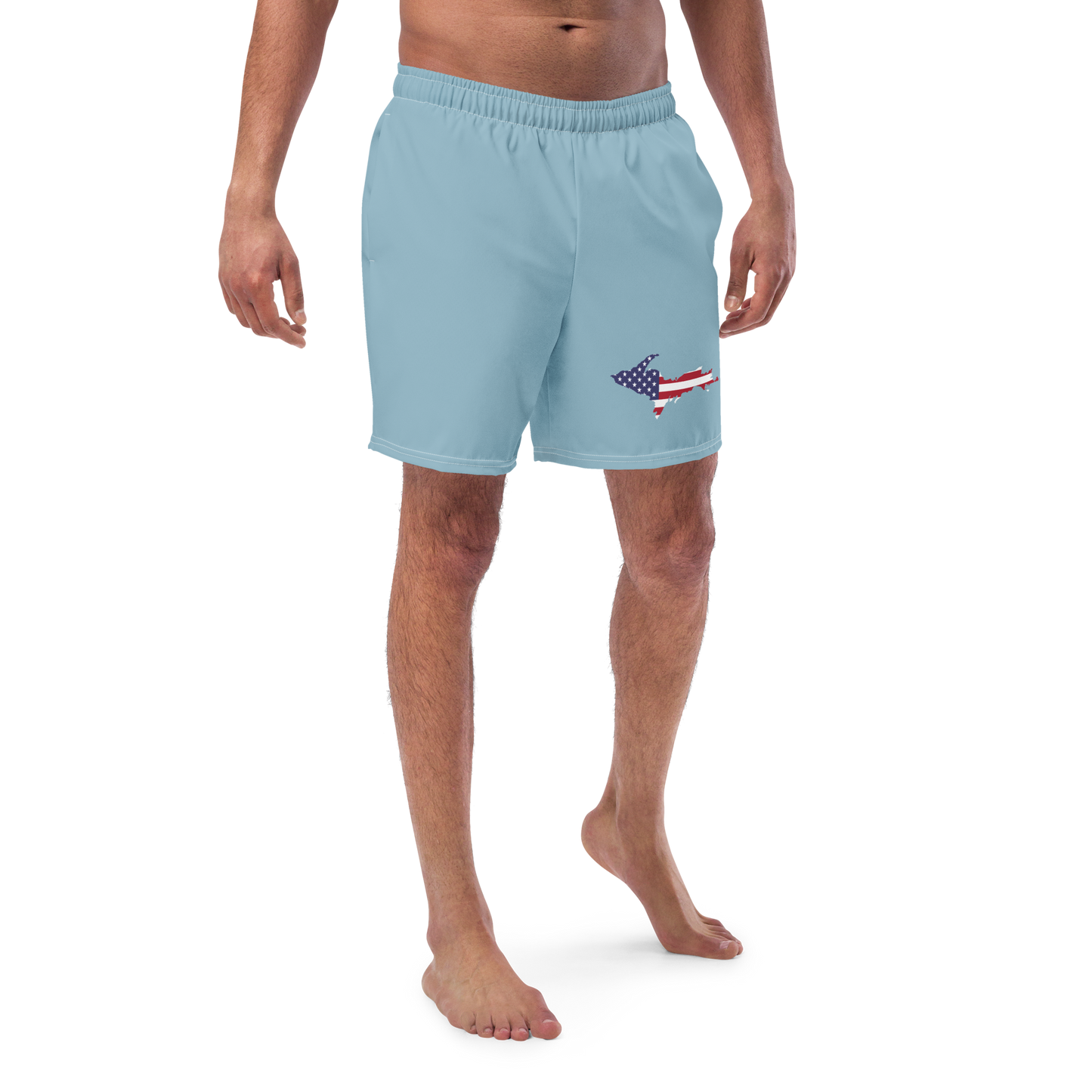 Michigan Upper Peninsula Men's Swim Trunks (w/ UP USA Flag ) | Opal Blue