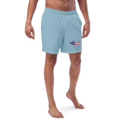 Michigan Upper Peninsula Men's Swim Trunks (w/ UP USA Flag ) | Opal Blue