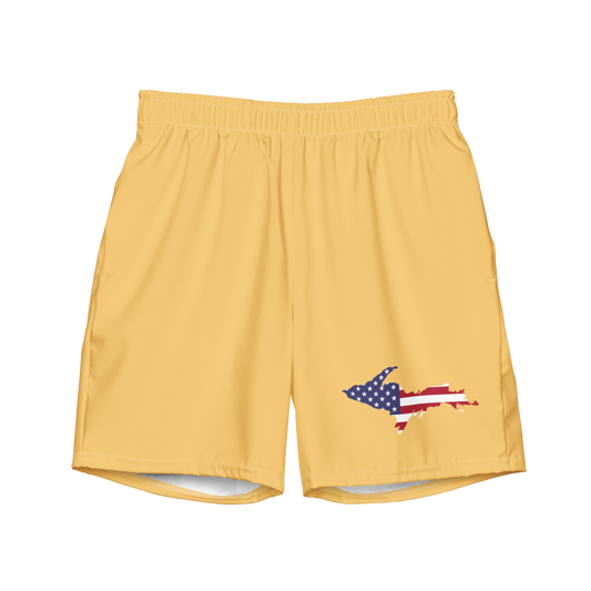 Michigan Upper Peninsula Men's Swim Trunks (w/ UP USA Flag ) | Citrine