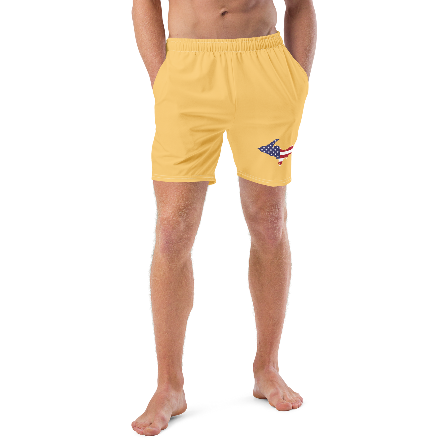 Michigan Upper Peninsula Men's Swim Trunks (w/ UP USA Flag ) | Citrine