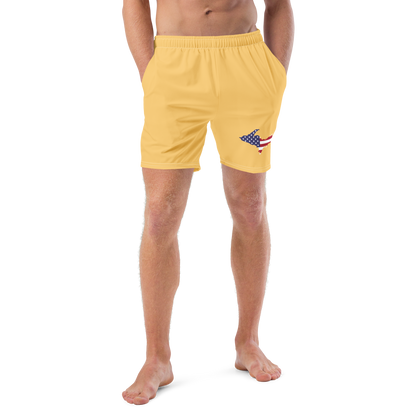 Michigan Upper Peninsula Men's Swim Trunks (w/ UP USA Flag ) | Citrine