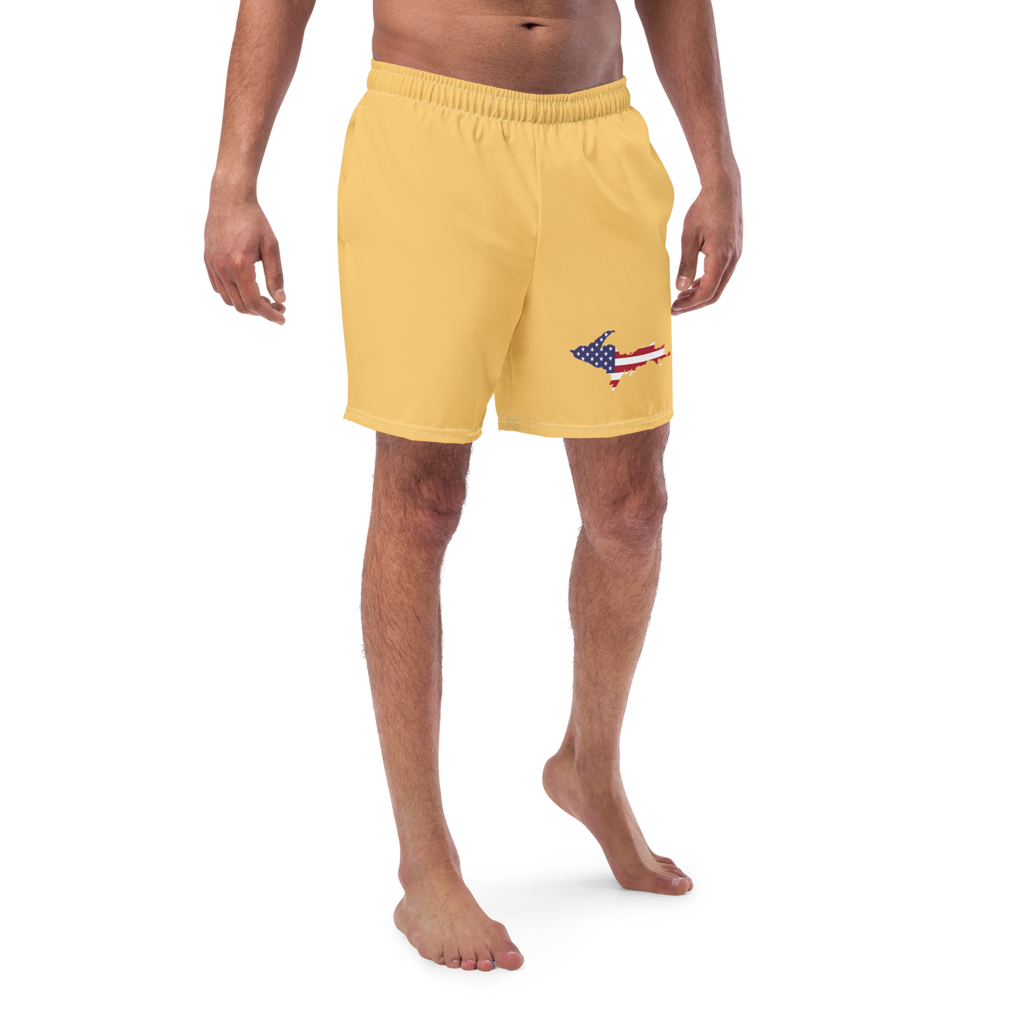 Michigan Upper Peninsula Men's Swim Trunks (w/ UP USA Flag ) | Citrine