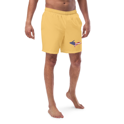 Michigan Upper Peninsula Men's Swim Trunks (w/ UP USA Flag ) | Citrine