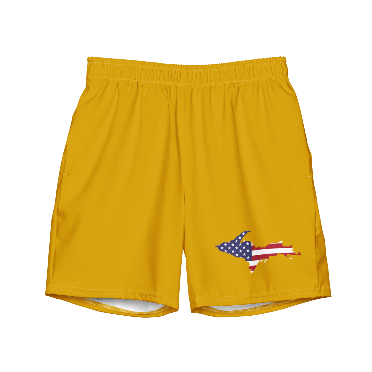 Michigan Upper Peninsula Men's Swim Trunks (w/ UP USA Flag ) | Gold