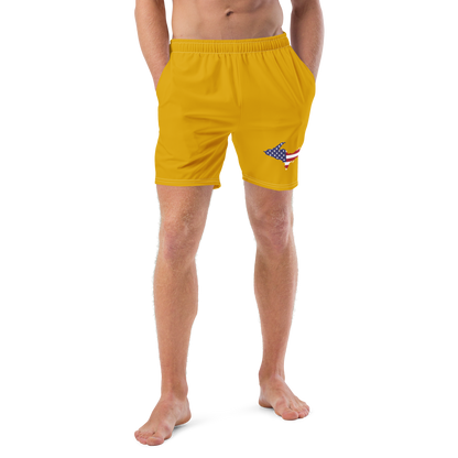 Michigan Upper Peninsula Men's Swim Trunks (w/ UP USA Flag ) | Gold