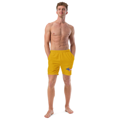 Michigan Upper Peninsula Men's Swim Trunks (w/ UP USA Flag ) | Gold