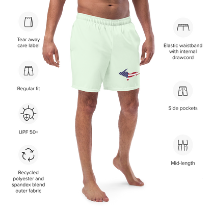 Michigan Upper Peninsula Men's Swim Trunks (w/ UP USA Flag ) | Dew Green