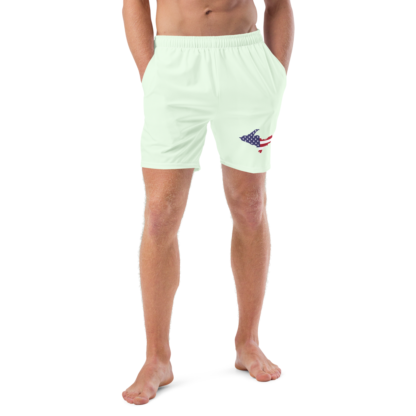 Michigan Upper Peninsula Men's Swim Trunks (w/ UP USA Flag ) | Dew Green