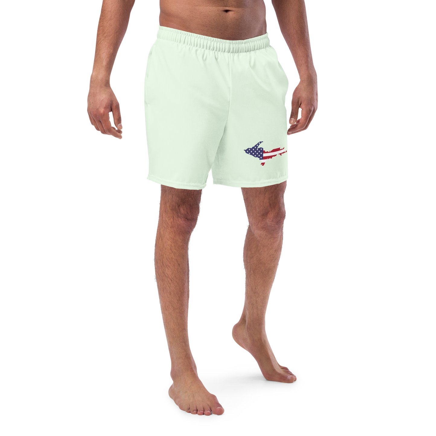 Michigan Upper Peninsula Men's Swim Trunks (w/ UP USA Flag ) | Dew Green