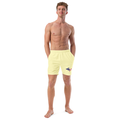 Michigan Upper Peninsula Men's Swim Trunks (w/ UP USA Flag ) | Canary Yellow