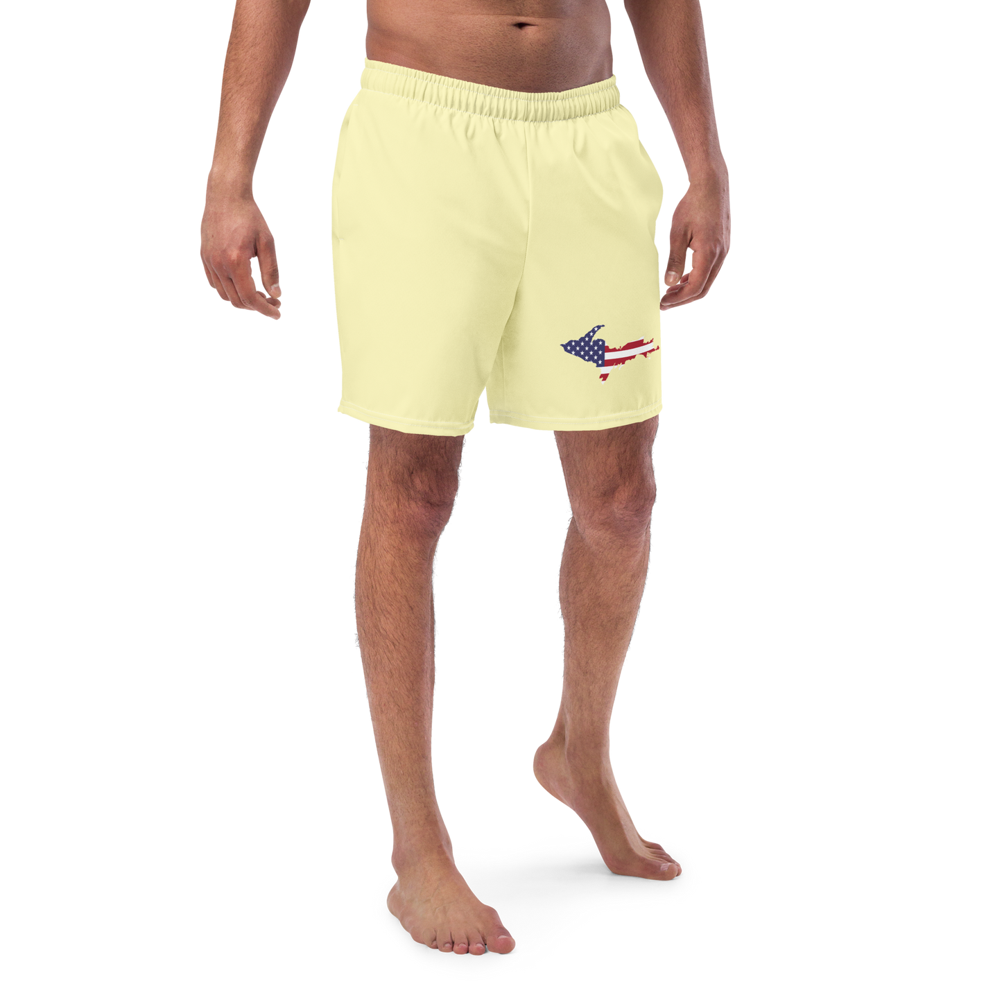 Michigan Upper Peninsula Men's Swim Trunks (w/ UP USA Flag ) | Canary Yellow