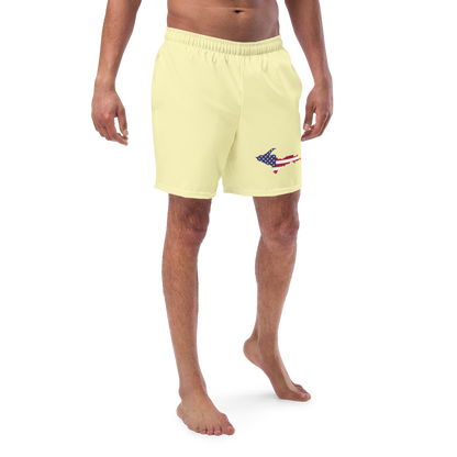 Michigan Upper Peninsula Men's Swim Trunks (w/ UP USA Flag ) | Canary Yellow