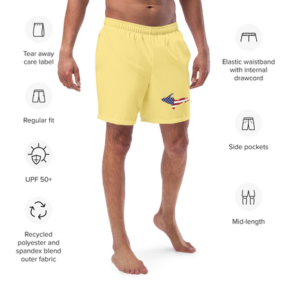 Michigan Upper Peninsula Men's Swim Trunks (w/ UP USA Flag ) | Cherry Yellow