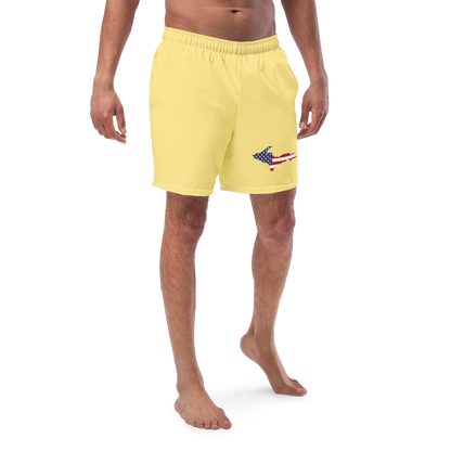 Michigan Upper Peninsula Men's Swim Trunks (w/ UP USA Flag ) | Cherry Yellow