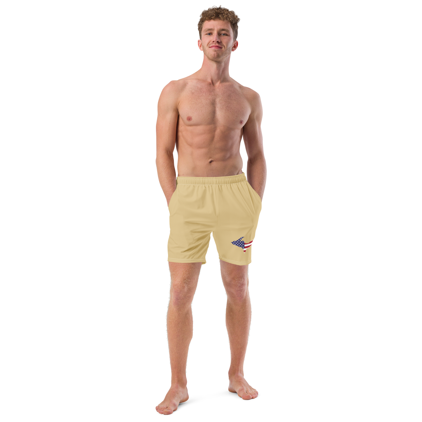 Michigan Upper Peninsula Men's Swim Trunks (w/ UP USA Flag ) | Maple