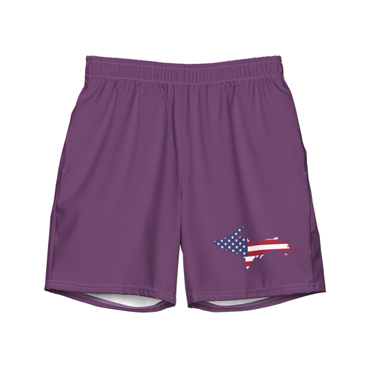 Michigan Upper Peninsula Men's Swim Trunks (w/ UP USA Flag ) | Plum