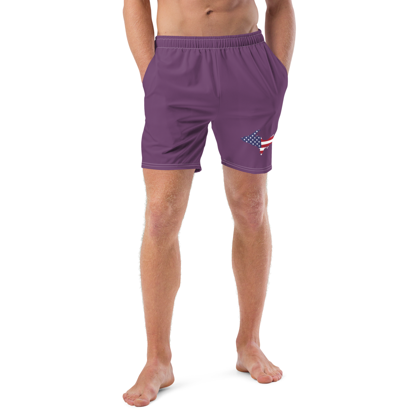 Michigan Upper Peninsula Men's Swim Trunks (w/ UP USA Flag ) | Plum