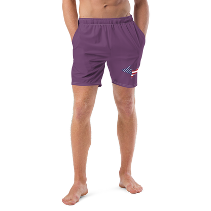 Michigan Upper Peninsula Men's Swim Trunks (w/ UP USA Flag ) | Plum