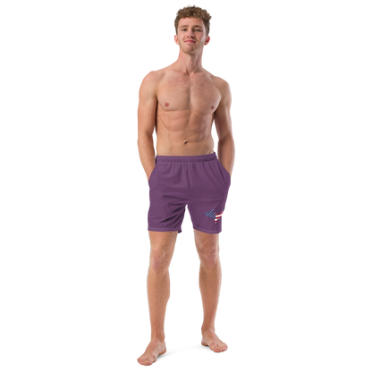 Michigan Upper Peninsula Men's Swim Trunks (w/ UP USA Flag ) | Plum