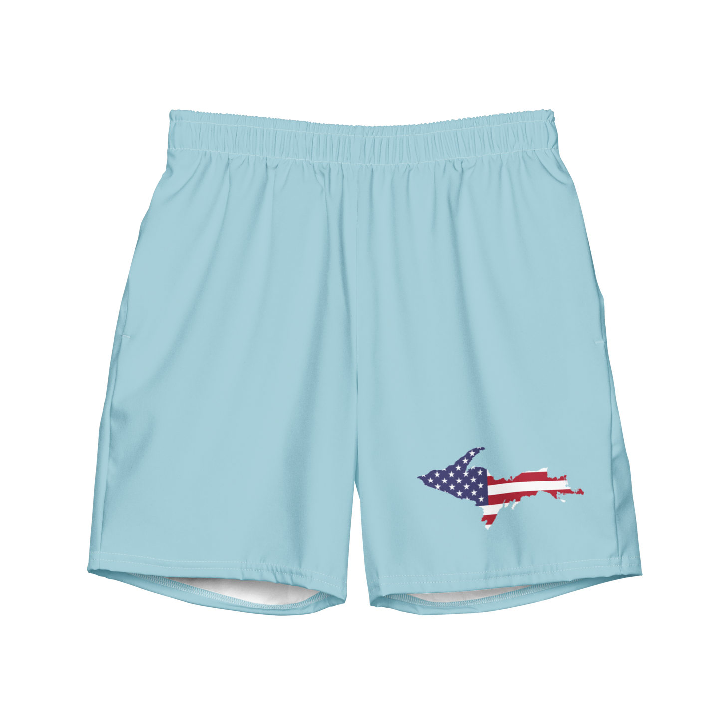 Michigan Upper Peninsula Men's Swim Trunks (w/ UP USA Flag ) | '58 Caddie Blue