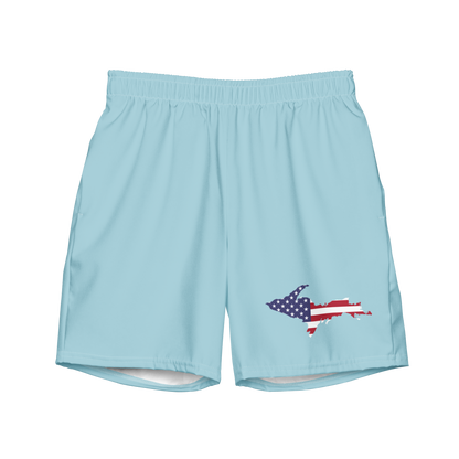 Michigan Upper Peninsula Men's Swim Trunks (w/ UP USA Flag ) | '58 Caddie Blue